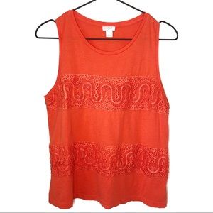 J. Crew Orange Lace Detail Tank Top Size XS